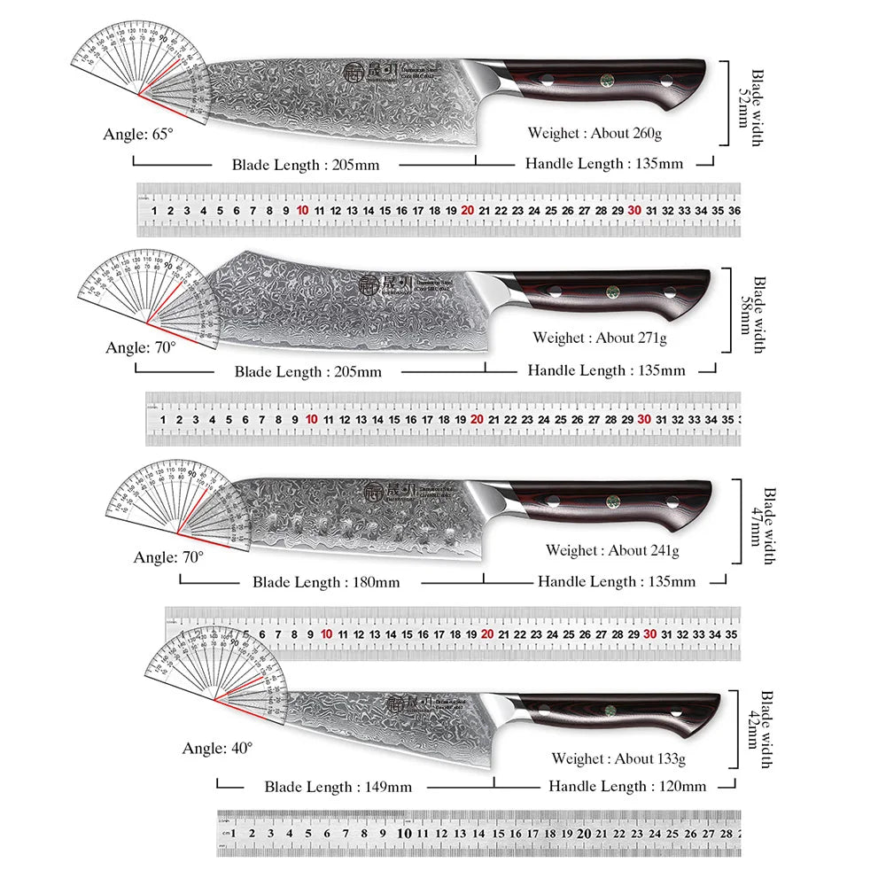 SHENGSHARP 67-Layer Damascus Chef Knife – G10 Handle Gift Box Damascus Kitchen Knife Qst