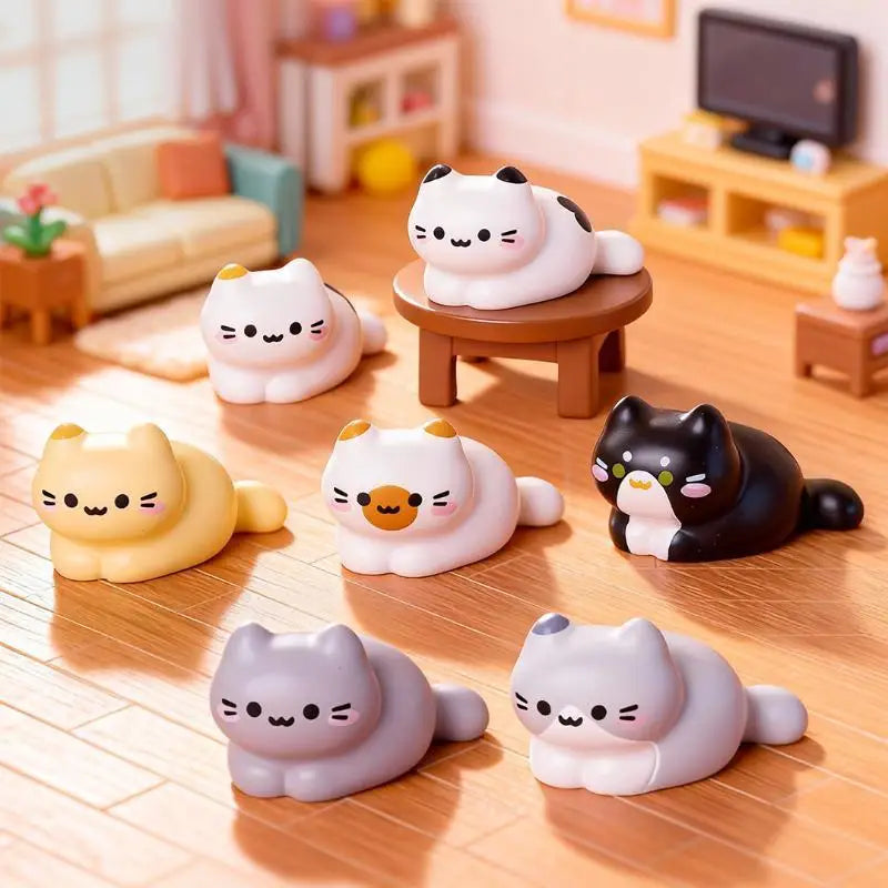 Cute Cat Figurine Miniature Resin Kitten Ornament Set of 8 Miniature Figurine Set Qme
