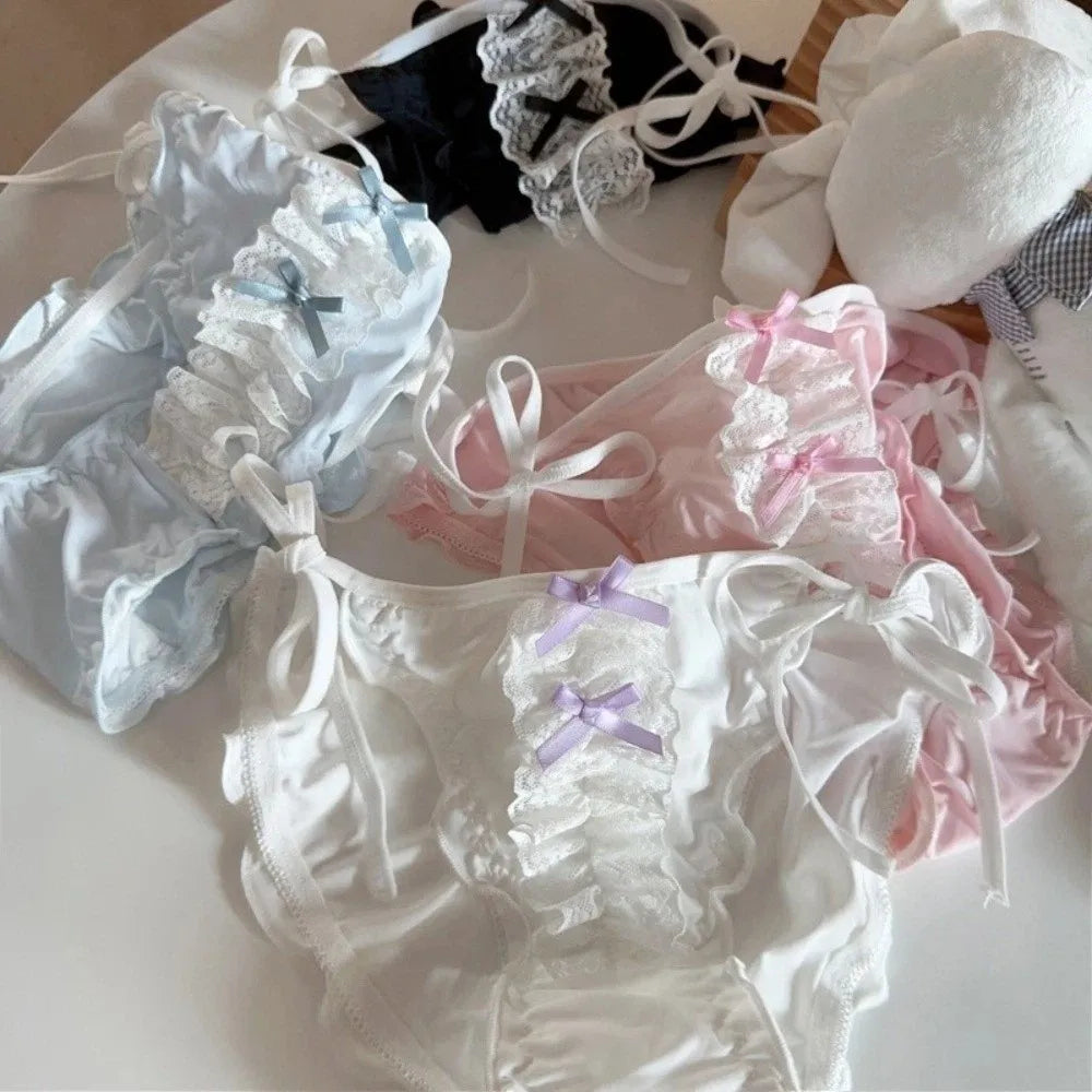 Women's Low Waist Lace Ruffle Briefs – Sweet Lingerie Panties Lace Ruffle Briefs Qme