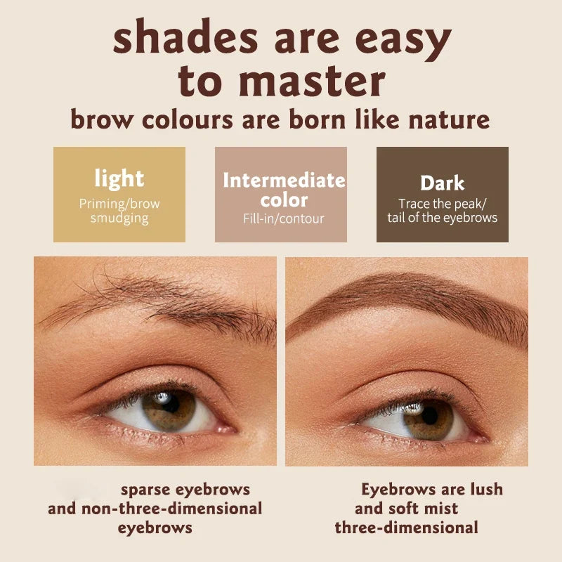 Qme Three-Shade Waterproof Eyebrow Powder – Long-Lasting Eyebrow Powder Qme