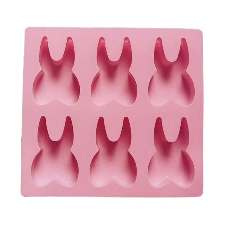 3D Tooth Shape Silicone Mold – 6 Cavity Molar DIY Baking Tray Silicone Baking Mold Qme Light pink