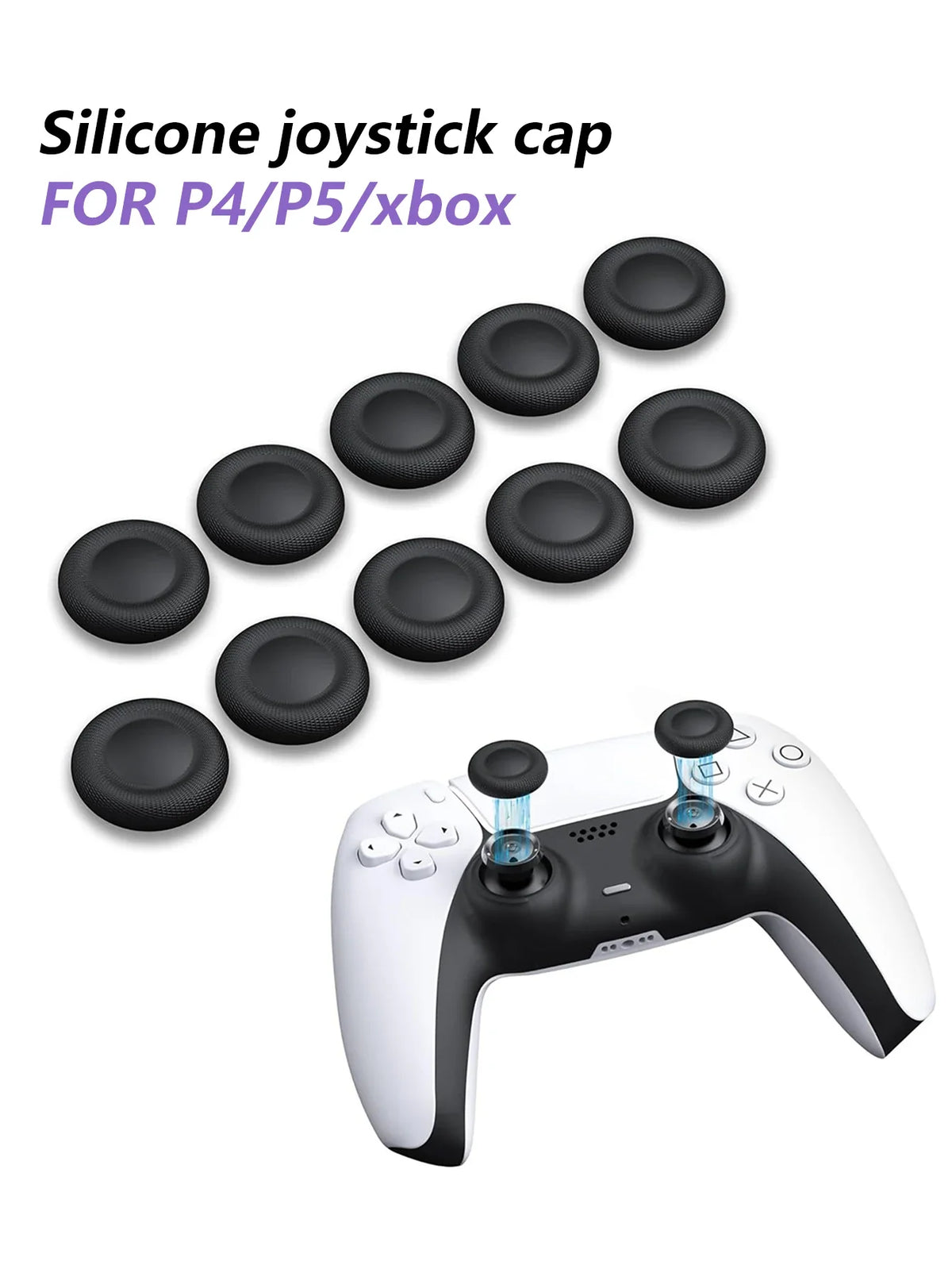 10 Silicone Thumb Grips for PS5 & PS4 Controllers – 5 Colors Controller Thumb Grips Qme