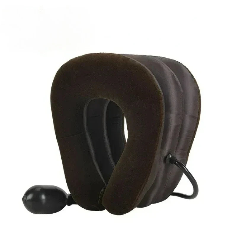 Inflatable Air Neck Support Cushion – Portable Travel Pillow Inflatable Travel Pillow Qme Brown