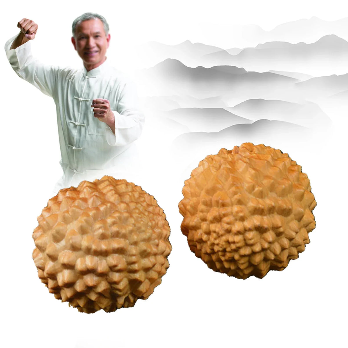 Wooden Spiky Massage Ball – Cypress Palm Acupoint Ball Hand Massage Ball Qme