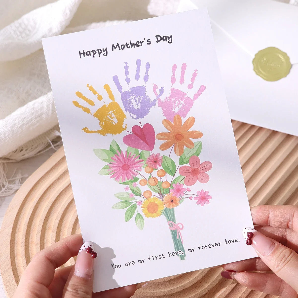 Mother's Day Greeting Card with Envelope – Floral Design Greeting Card Qme