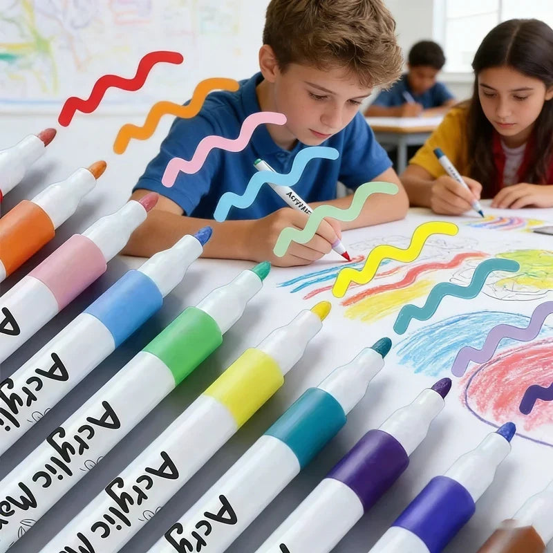 Acrylic Paint Markers 12–80 Colors | Waterproof & Non-Toxic Acrylic Paint Markers Qme