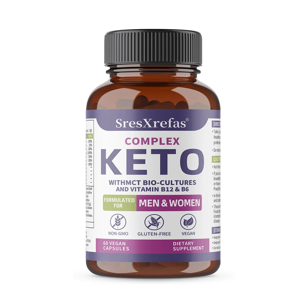 Keto Complex Formula with B12 & B6 – Non-GMO Vegan Capsules Keto Diet Supplement Qst 60 count-1 bottle