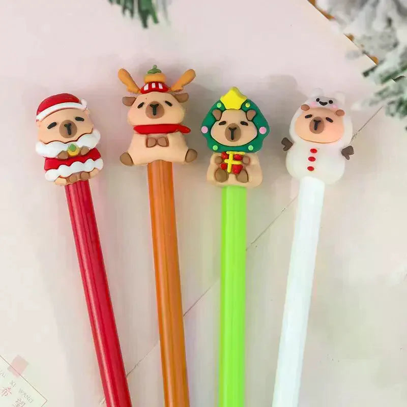 Christmas Capybara Gel Pen – Cute Kawaii Cartoon Stationery Kawaii Gel Pen Qme