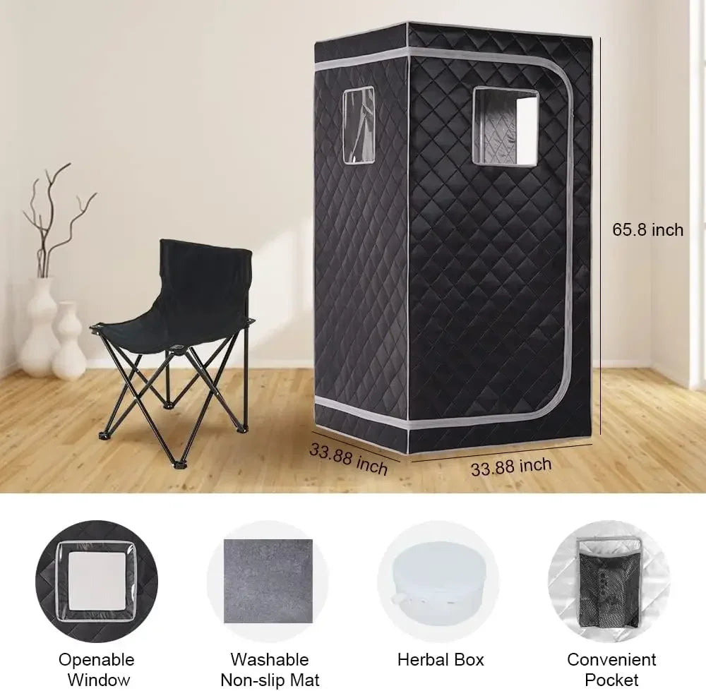 Full-Size Home Steam Sauna Tent – 4L 1500W, 1–2 Person Steam Sauna Tent Qst