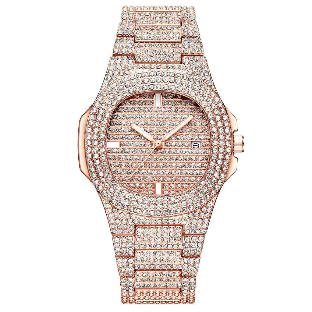 Hip Hop Iced Out Crystal Quartz Watch for Men | Bold Style Men's Fashion Watch Qme