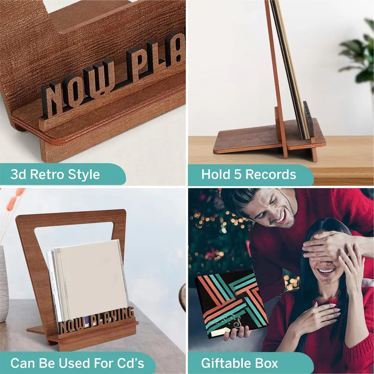 Bamboo Vinyl Record Holder Stand | Minimalist Wood Album Rack Vinyl Record Stand Qme