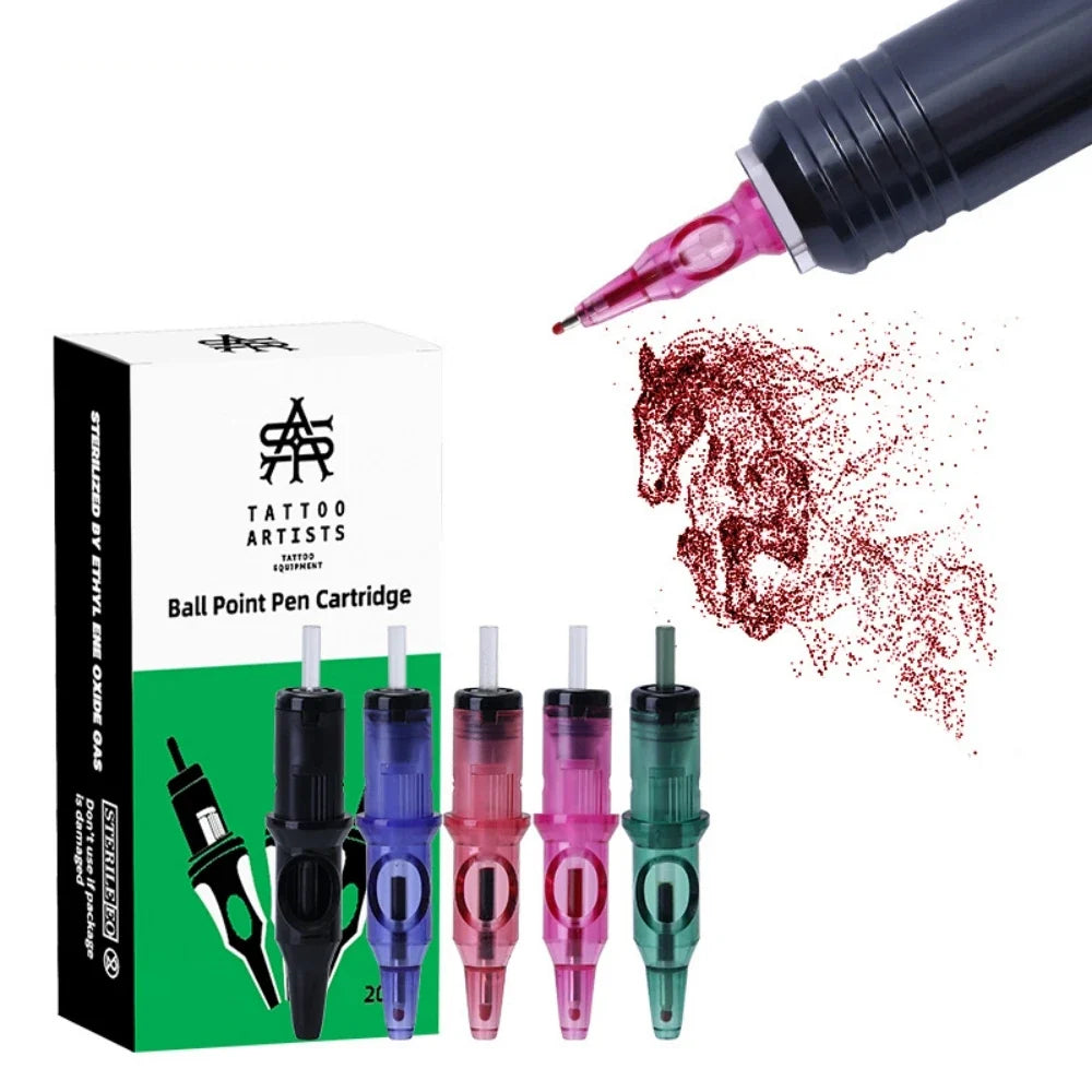 Ballpoint Pen Tattoo Cartridge Needles – 5 Colors Practice Tattoo Practice Needles Qme