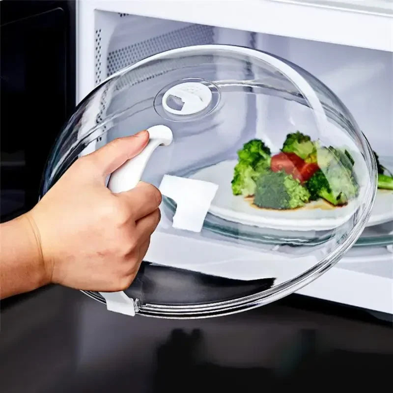Microwave Splash Cover – Transparent Plastic Lid with Handle Microwave Splash Cover Qme