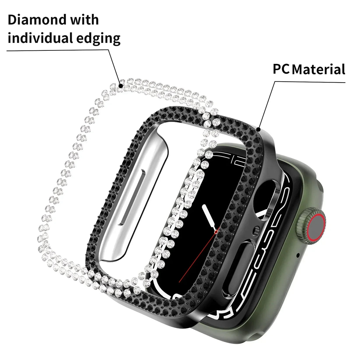 Diamond Bling Case for Apple Watch Series 9 8 7 Bumper Cover Smartwatch Case Cover Qme