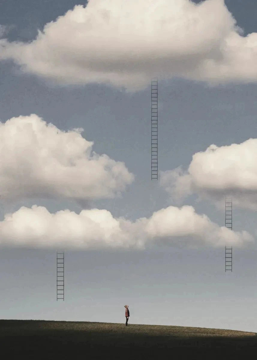 Whimsical Cloud People Canvas Wall Art Print – Modern Décor Canvas Wall Art Qst