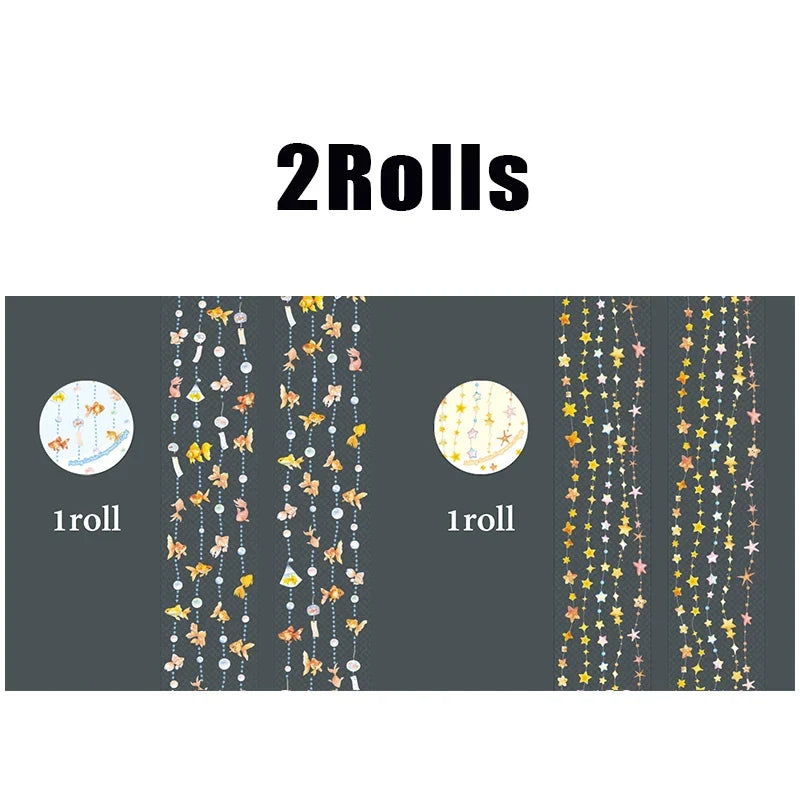 Star Gem Beaded Curtain PET Tape – DIY Journal & Craft Decor Decorative Craft Tape Qme 2 rolls-B