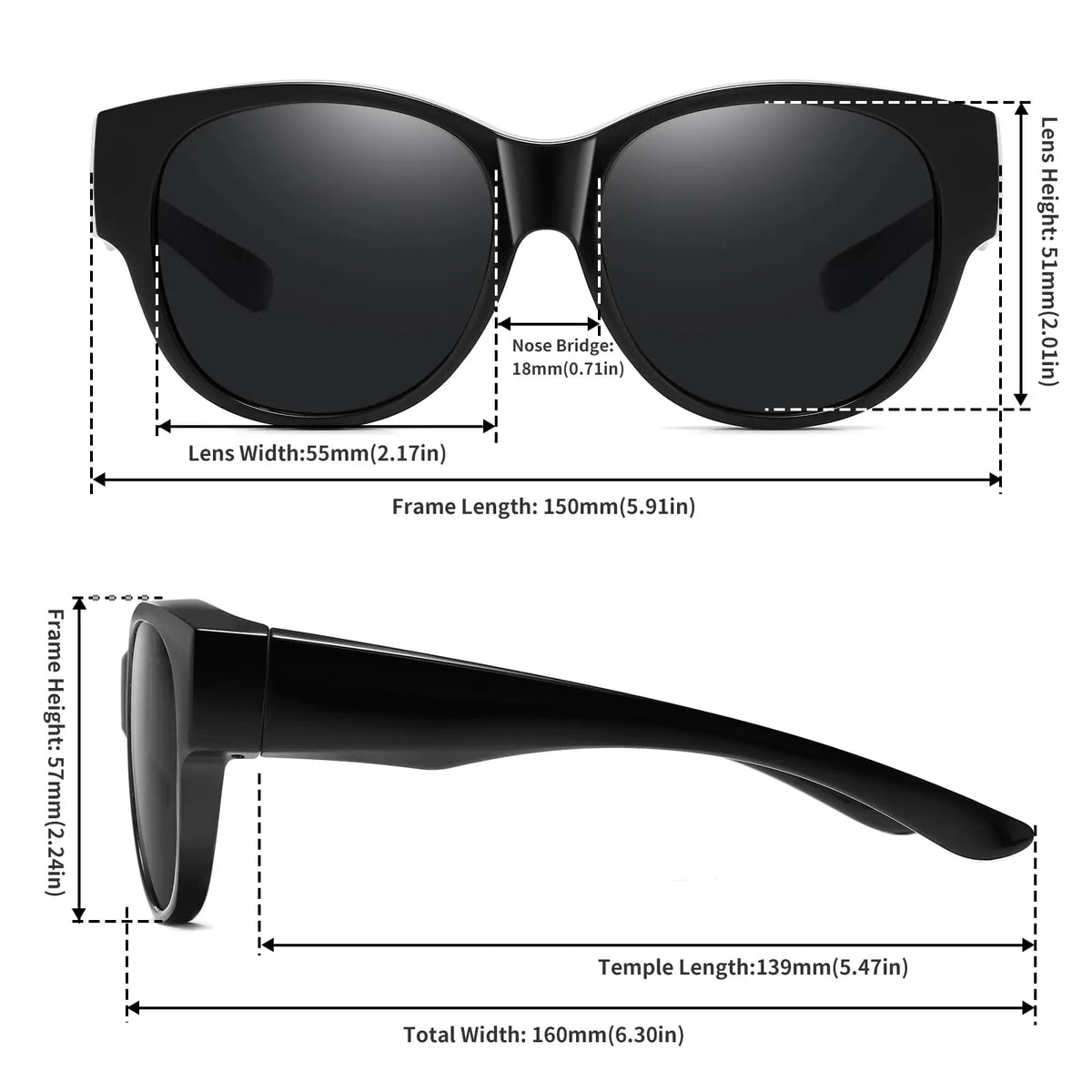 VOPHA 2-Pack Fit-Over Polarized Sunglasses UV400 | T03 Fit-Over Sunglasses Qst