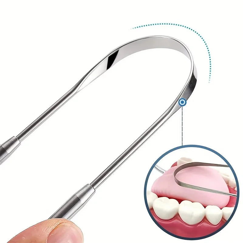 Reusable Stainless Steel Tongue Scraper – Fresh Breath Tool Tongue Scraper Qme
