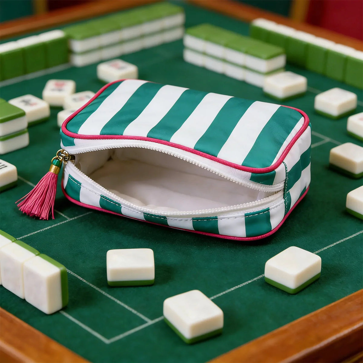 Striped Clutch Bag – Large Capacity Mahjong Storage Pouch | Qme Clutch Storage Bag Qme