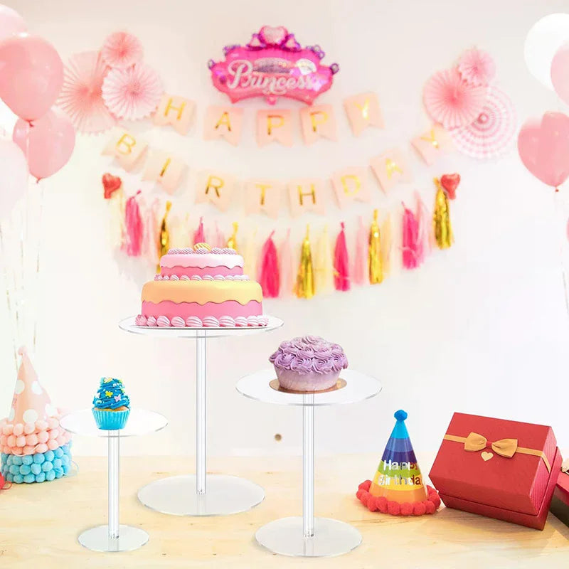 Transparent Acrylic Round Cake Stand – Cupcake Dessert Display Acrylic Cake Stand Qme