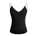 Women's Solid Cami Tank Top – Sleeveless V-Neck Camisole Women's Cami Tank Top Qme Bk XL