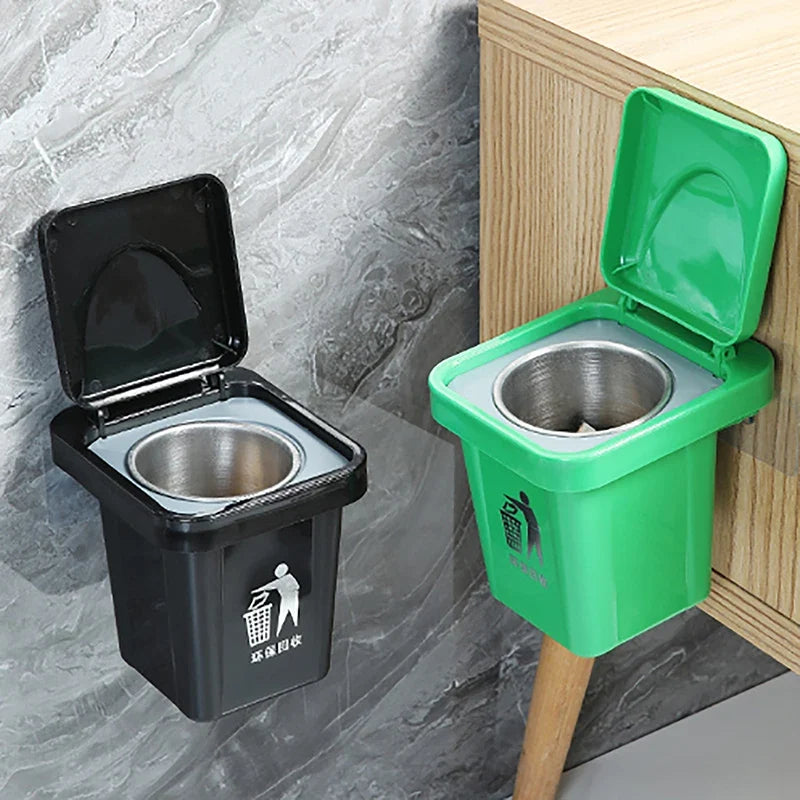 Wall-Mounted Stainless Steel Ashtray with Lid & Trash Can Wall-Mount Ashtray Qme
