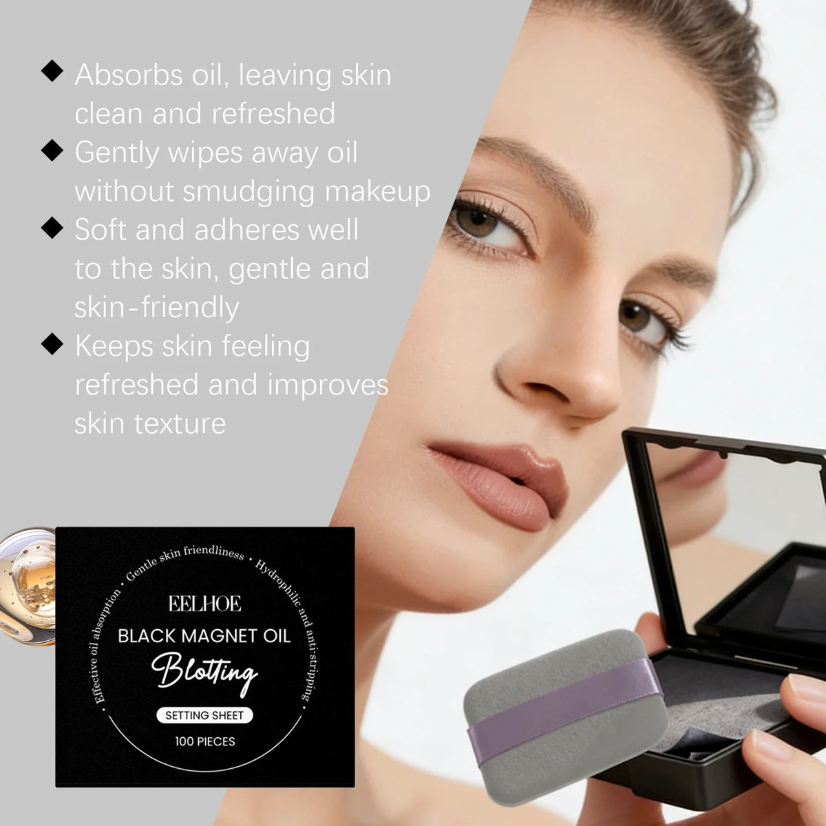 Oil Blotting Papers with Mirror – Shine Control | Qme Oil Blotting Papers Qme