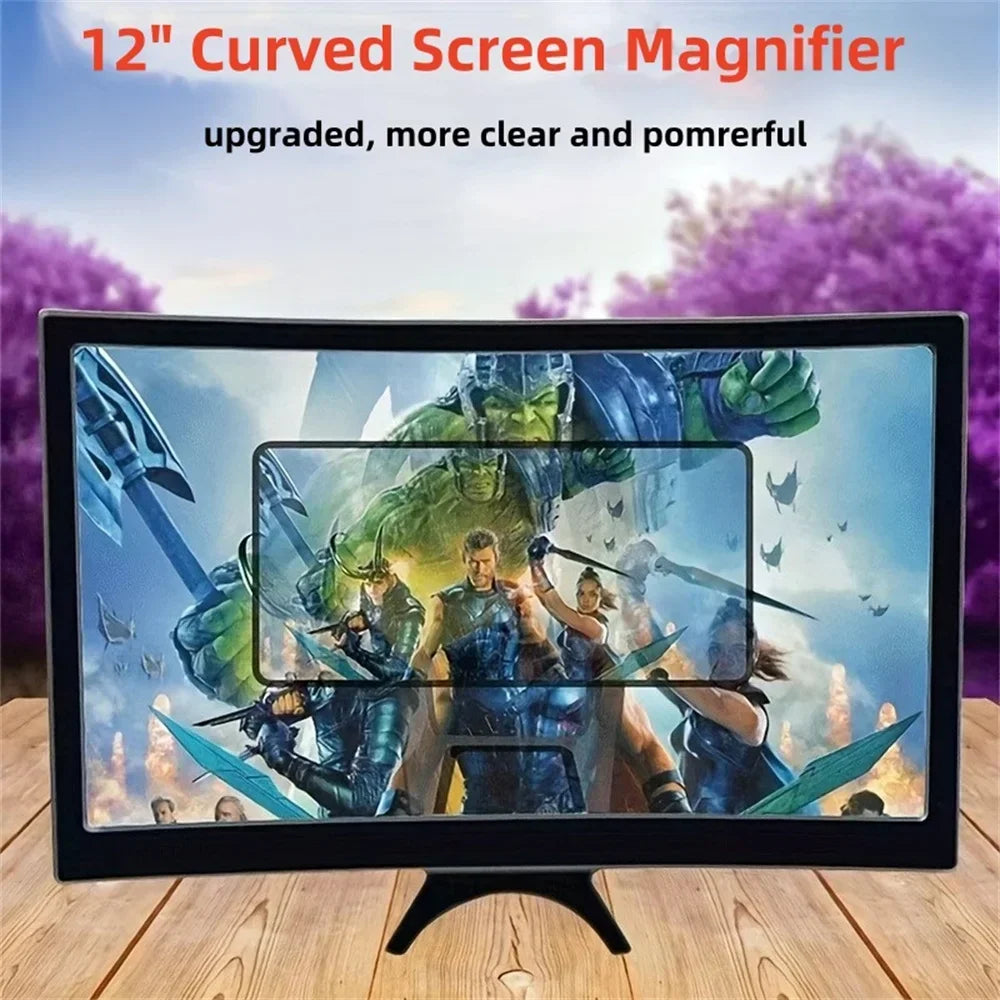 12-Inch Curved Phone Screen Magnifier – 3D HD Movie Enlarger Phone Screen Magnifier Qme