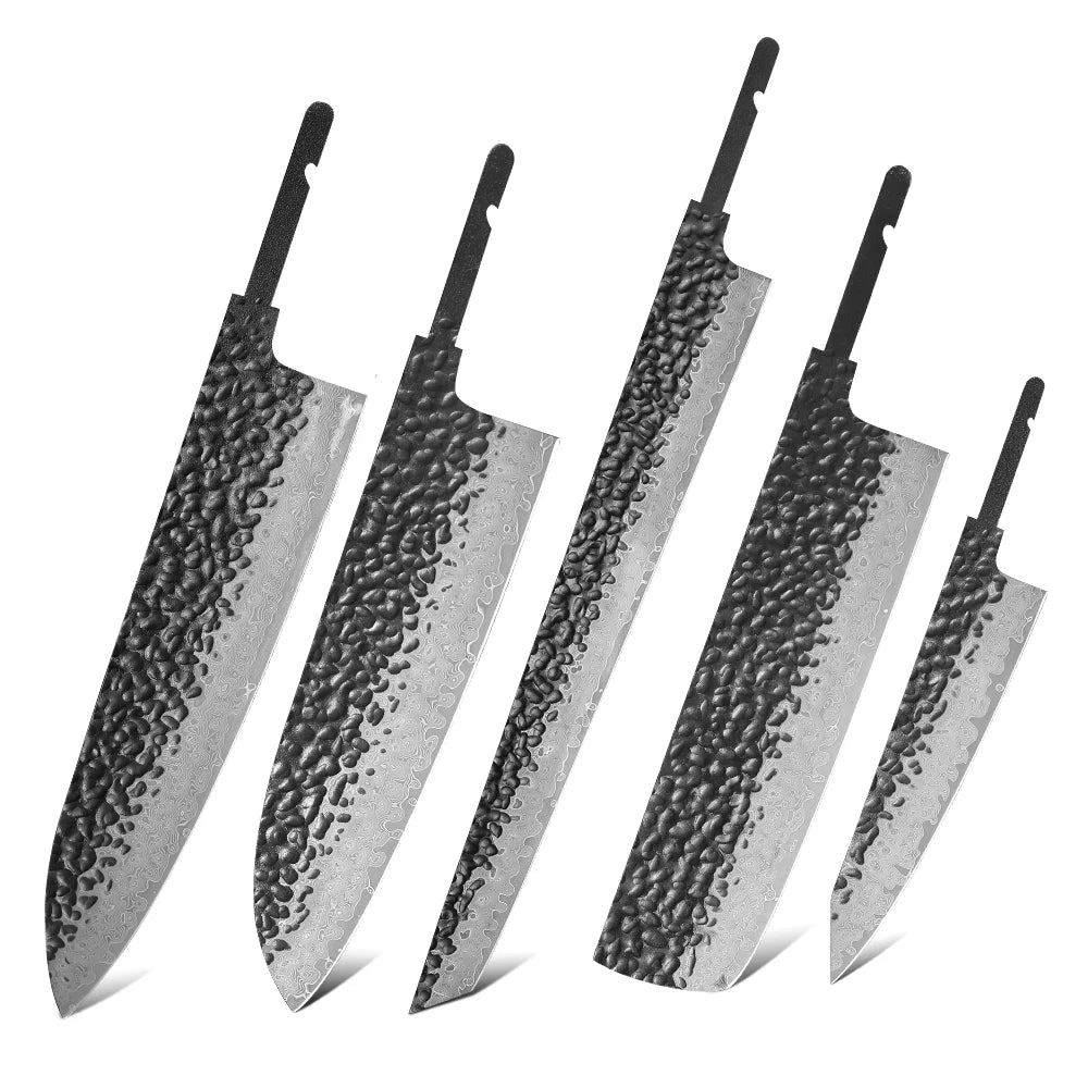 TURWHO Damascus VG10 Blank Blade Set – DIY Kitchen Knives Knife Blank Set Qst H5PCS-DP
