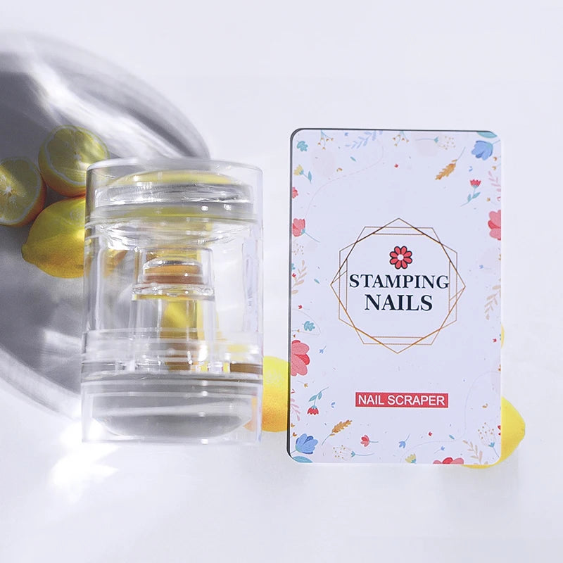 Jelly Silicone Nail Stamper & Scraper Set with Cap Nail Stamping Set Qst
