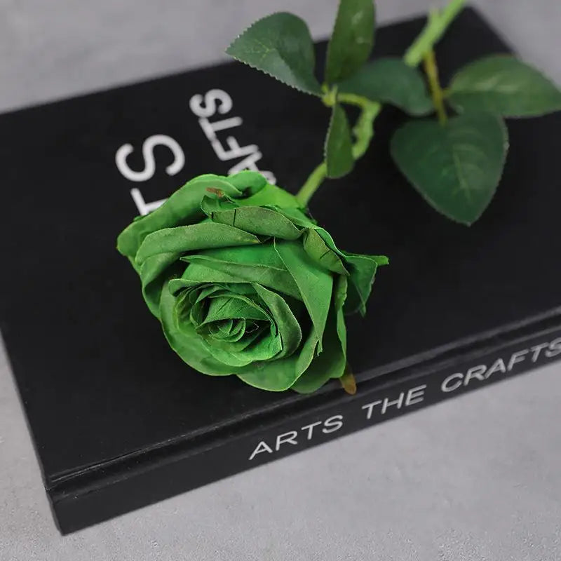 Colorful Realistic Touch Artificial Rainbow Roses | 7 Colors Artificial Flowers Qme Green