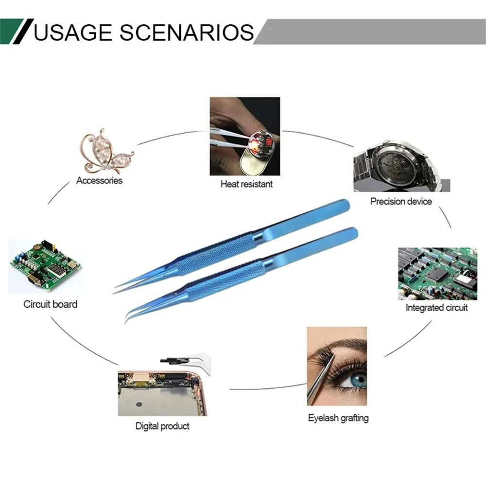 Precision Titanium Alloy Tweezers – Antimagnetic Electronics Forceps Electronics Repair Tweezers Qme