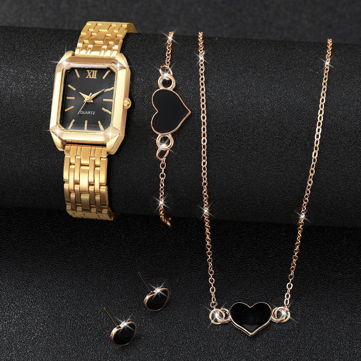 Roma Dial Women's Fashion Watch with Heart Jewelry Accent Women's Fashion Watch Qme