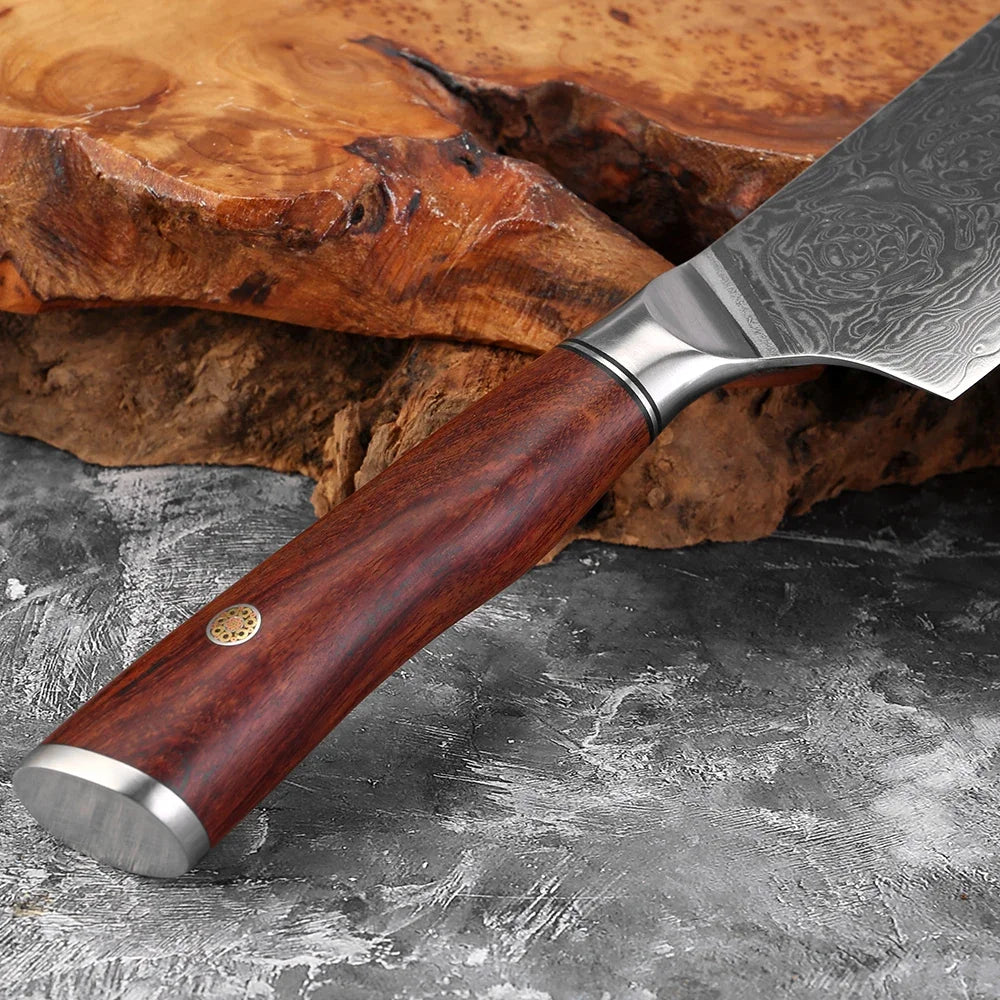 Xituo 7" Nakiri Knife – Damascus Steel & Rosewood Handle Nakiri Kitchen Knife Qst