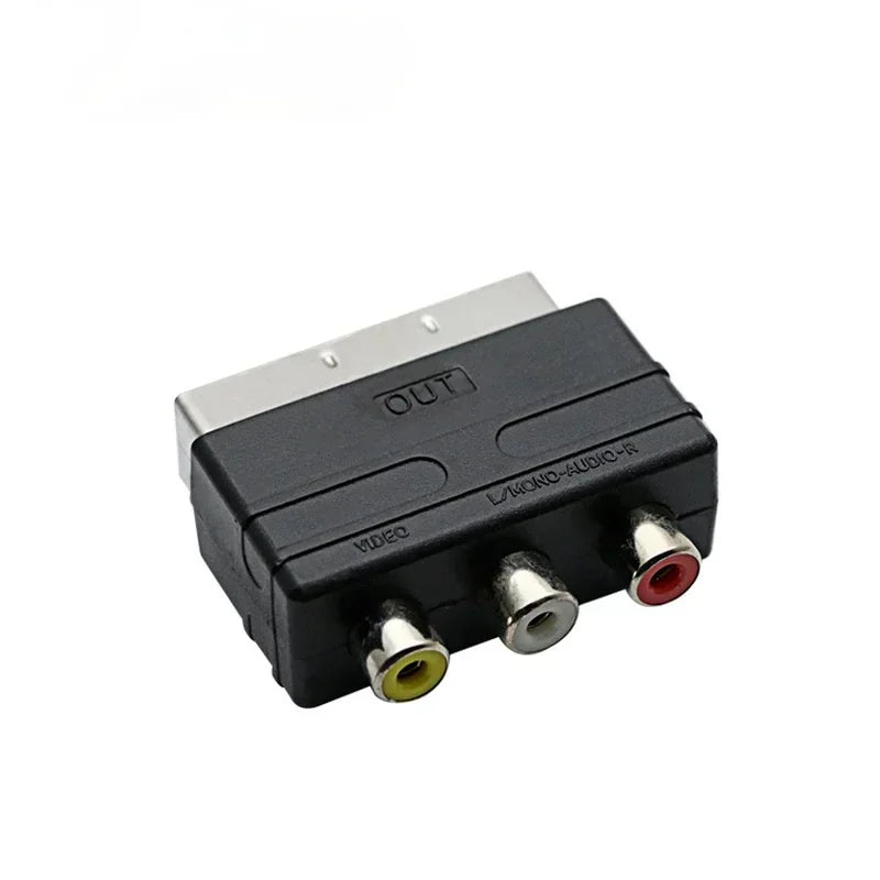 21-Pin SCART to 3-RCA AV Adapter for TV DVD VCR Game Console AV Cable Adapter Qme 1 set