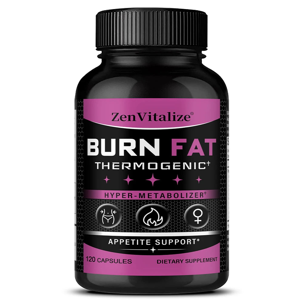 Thermogenic Metabolism Booster – Psyllium, Ginger & Cabbage Palm Metabolism Supplement Qst 120 count-1 bottle