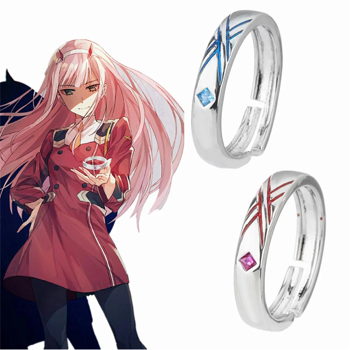 Darling in the Franxx Zero Two Hiro Cosplay Ring – Adjustable Cosplay Ring Qme