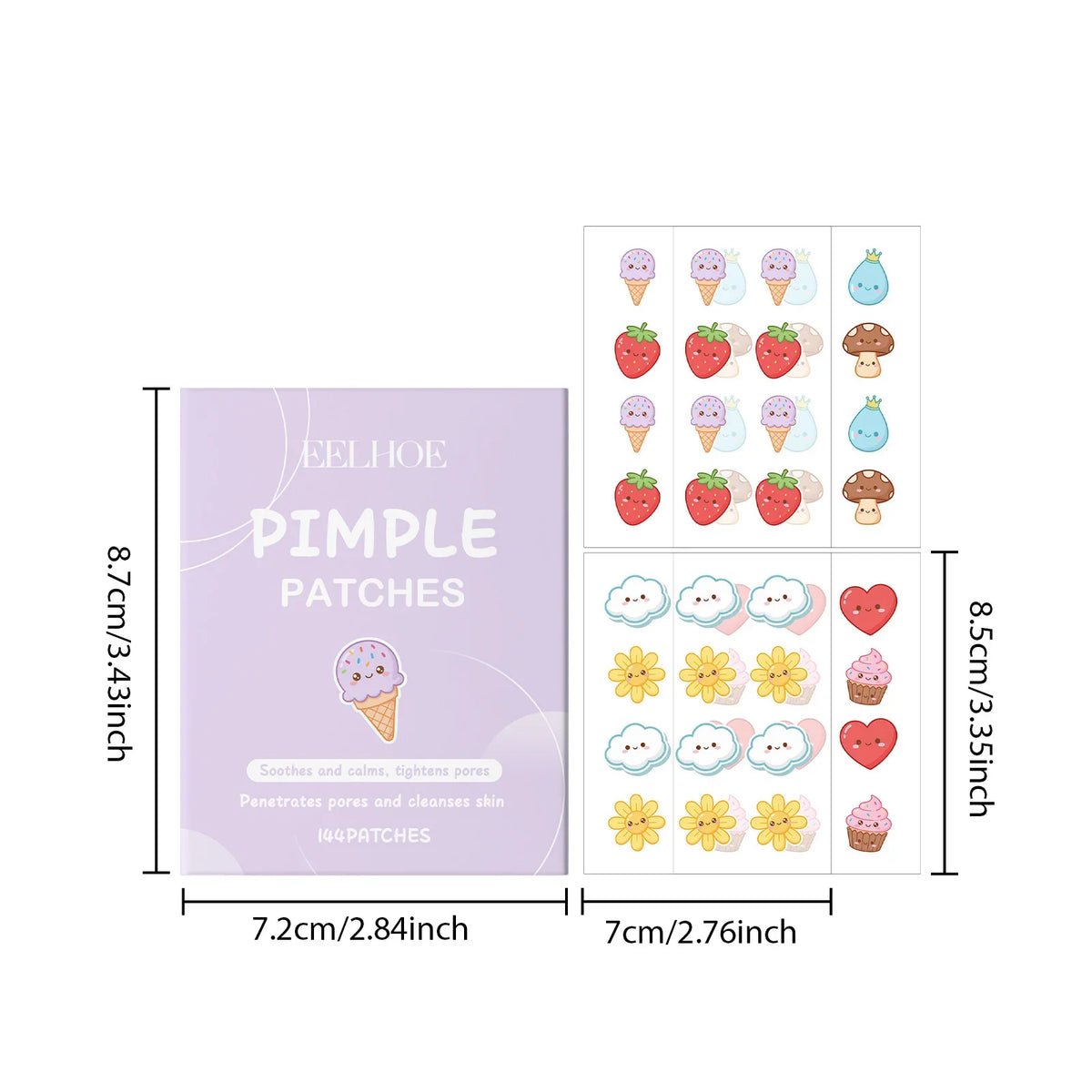 Cartoon Hydrocolloid Acne Patches with Salicylic Acid – 144 Pcs Acne Patches Qme 144pcs Boxed