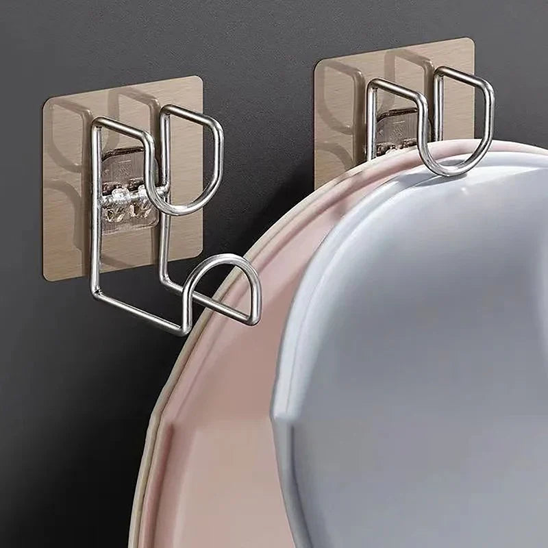 Adhesive Wall Mount Hook Rack – Punch-Free Stainless Steel Wall Hook Organizer Qme