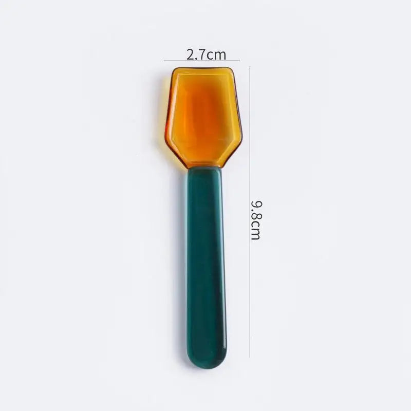 Colorful Glass Dessert Spoons | Heat & Cold Resistant, 6 Colors Glass Dessert Spoon Qme A3