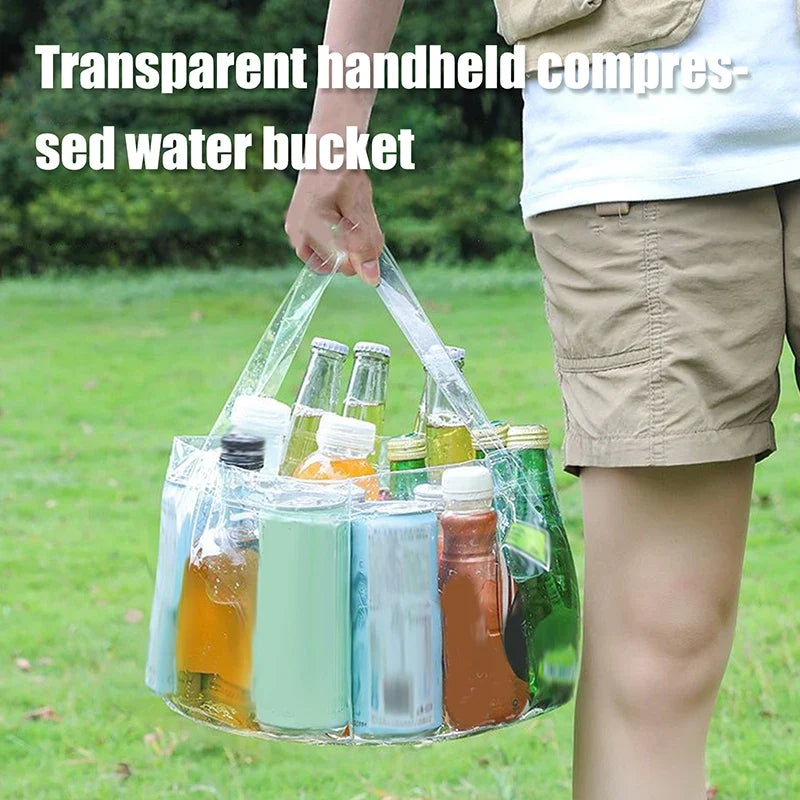 Foldable Transparent Bucket – Portable Clear Picnic Fruit Basket Foldable Outdoor Basket Qme
