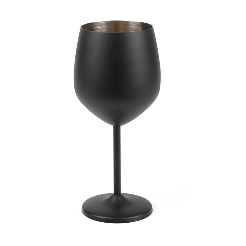 Unbreakable 500ml Stainless Steel Goblet | Wine & Cocktail Glass Stainless Steel Goblet Qst Black 500