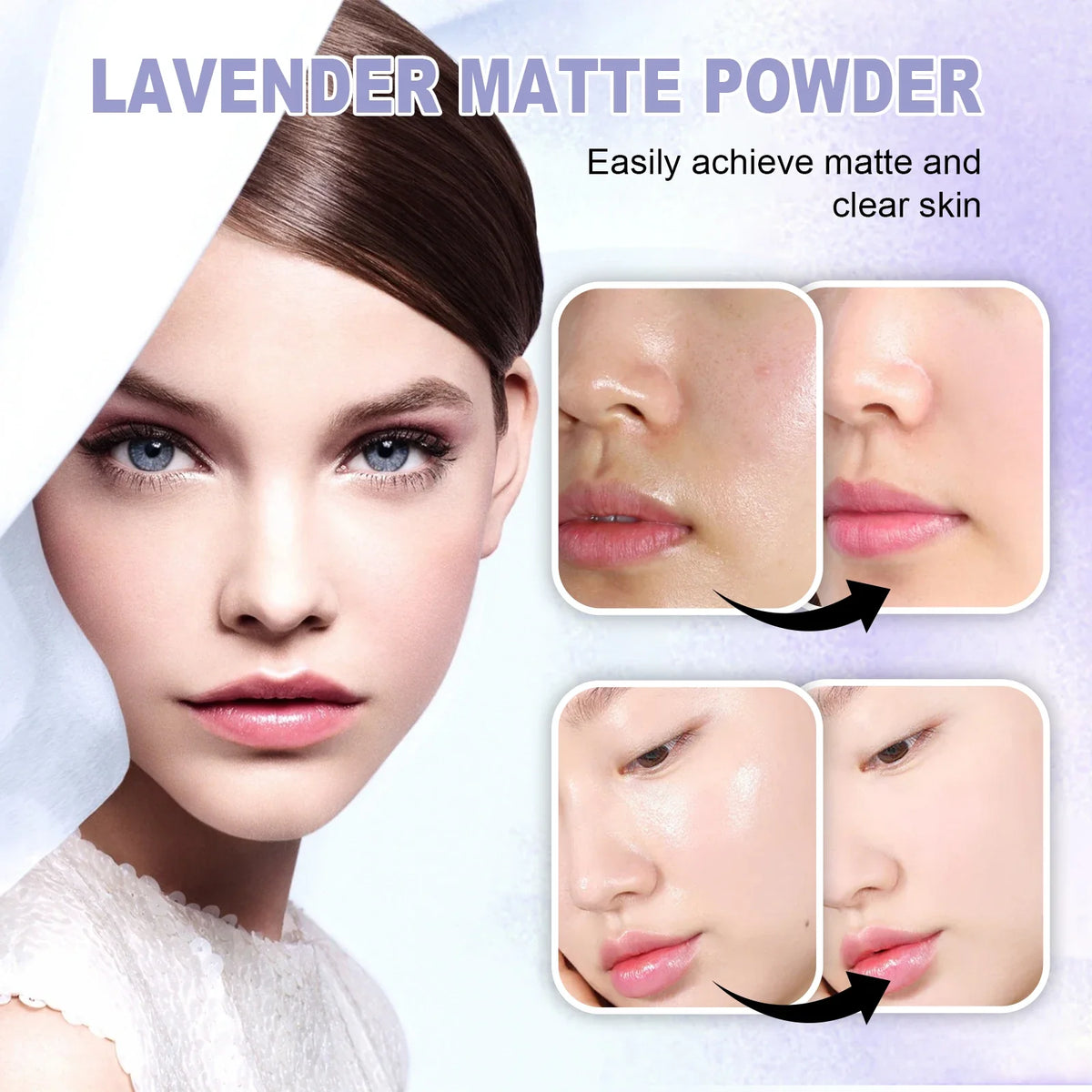 Lavender Matte Setting Powder – Oil Control & Waterproof Loose Setting Powder Qme