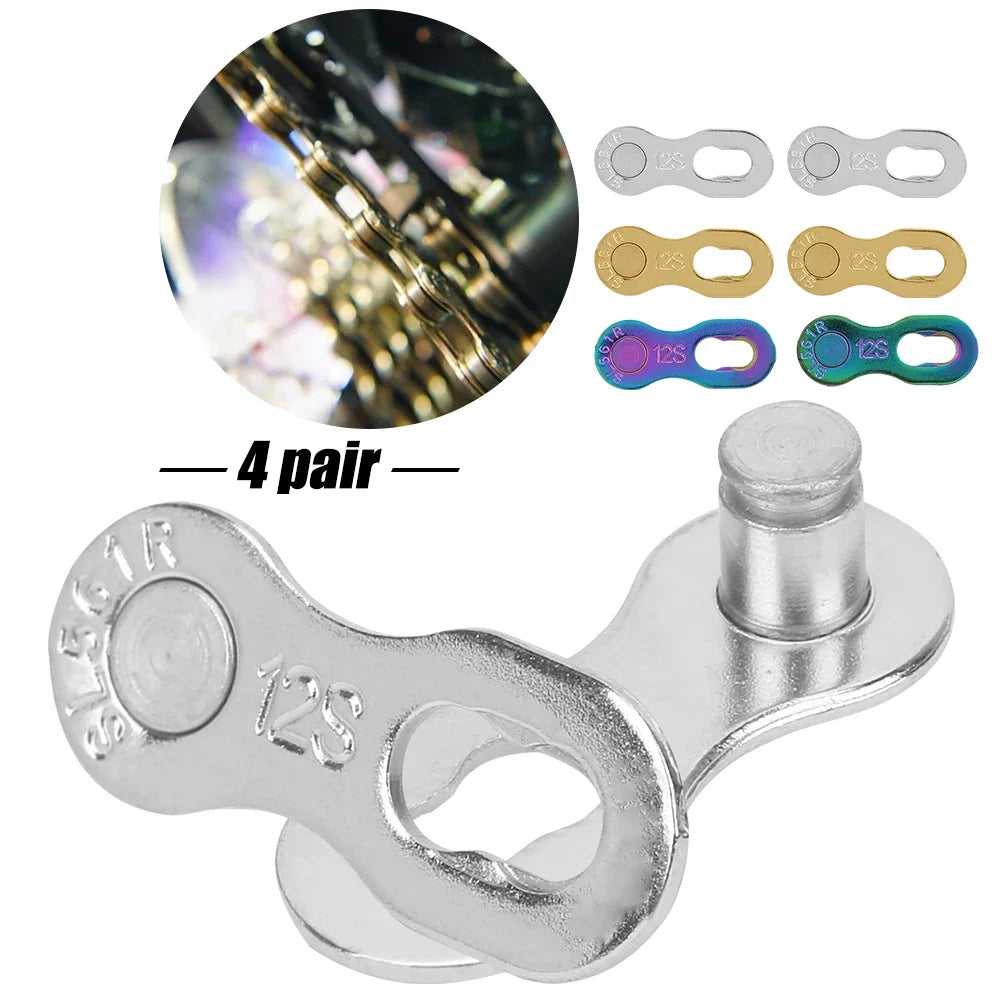 12-Speed Bike Chain Missing Link Connectors – Steel, 4 Pairs Bike Chain Connector Qme