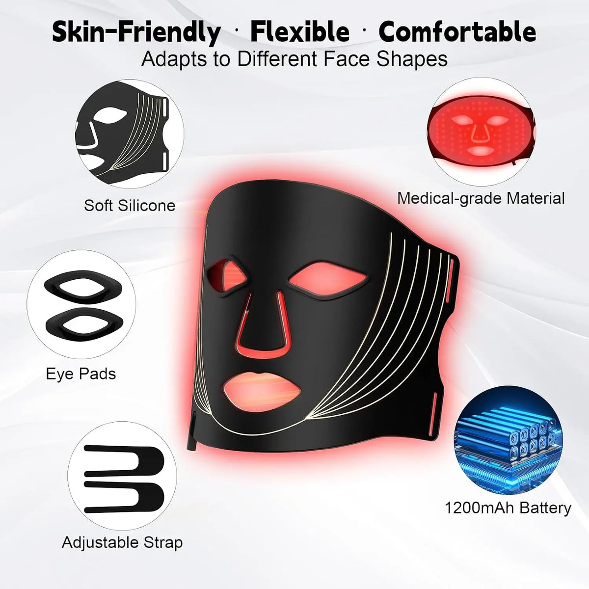 VIMYSHOW 7-Color LED Silicone Face Mask – Skin Care Device LED Face Mask Qst