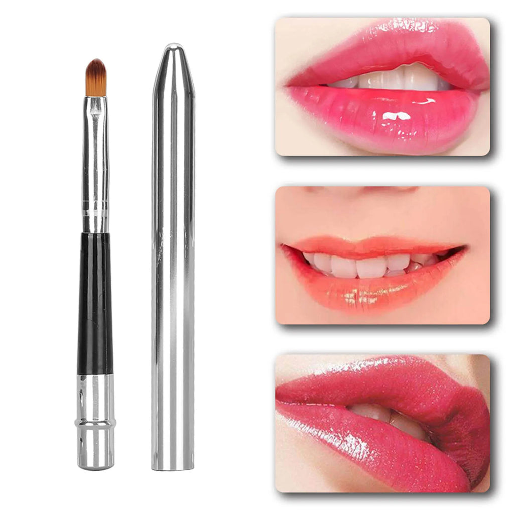 Qme Ergonomic Lip Brush with Sealing Cover | Easy Clean Lip Makeup Brush Qme