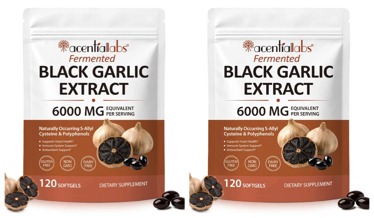 Black Garlic Extract Softgels 600mg 10:1 – 120 Count Herbal Supplement Qst 2bags 240capsules