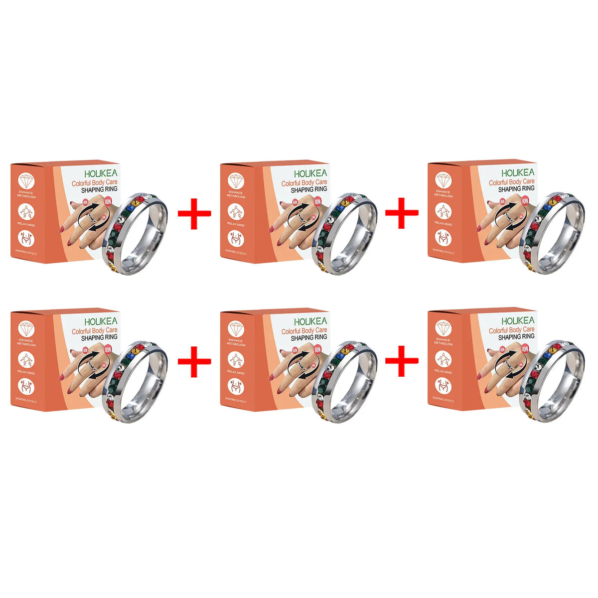 HOUKEA Stainless Steel Slimming Finger Ring – Unisex Wellness Slimming Finger Ring Qst 6pcs boxed