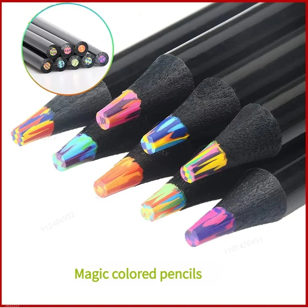 Rainbow Gradient Pencils 8 & 16 Pack – No-Dust, Dreamy Colors Colored Pencil Set Qme