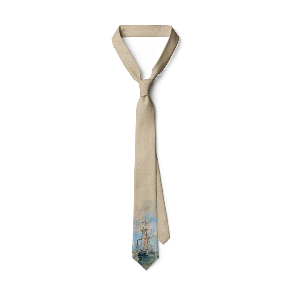 Screaming Sailing Cat Novelty Necktie – Funny Men's Print Tie Novelty Print Necktie Qme type2